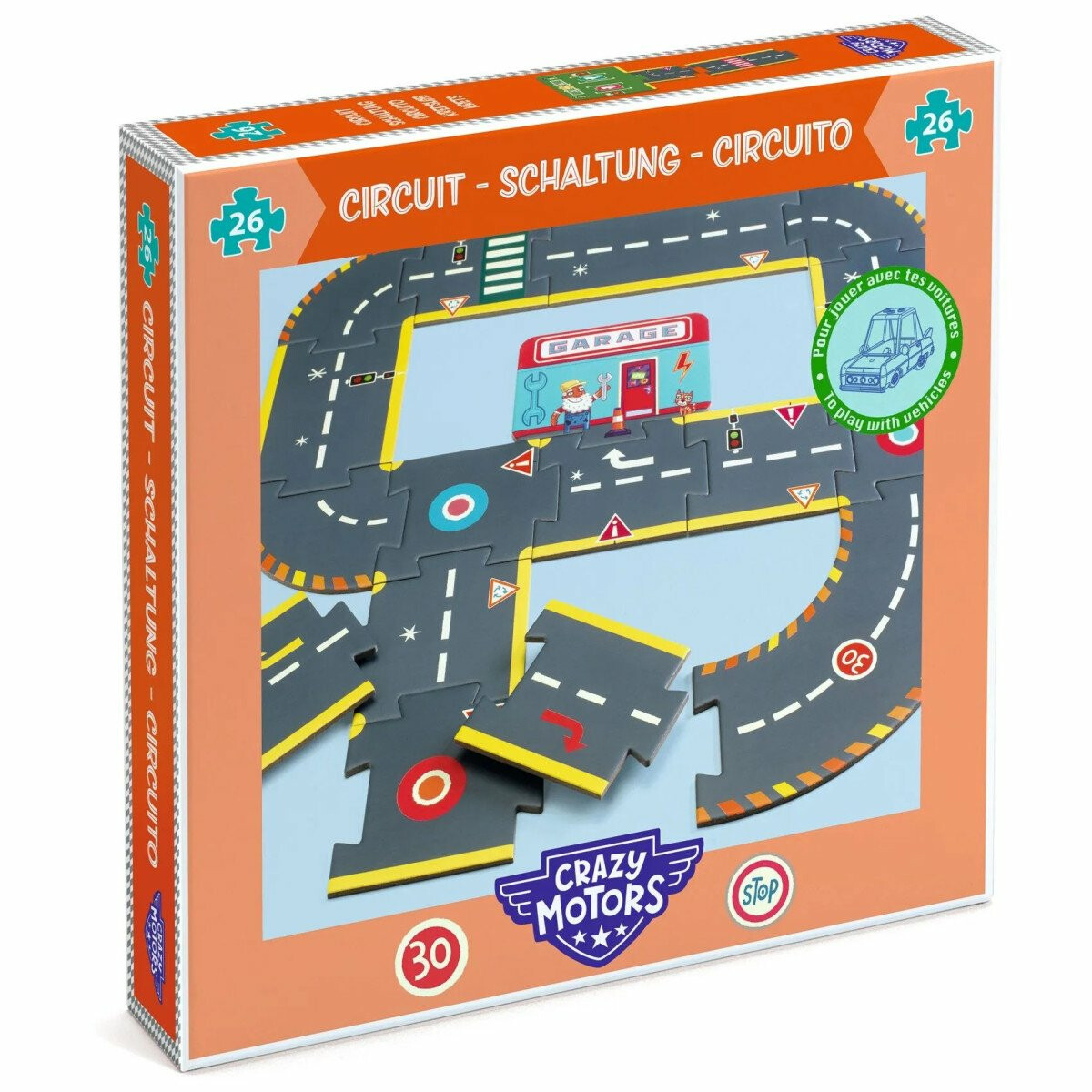 Gigant puzzle Závodní dráha Crazy Motors - 26 pcs