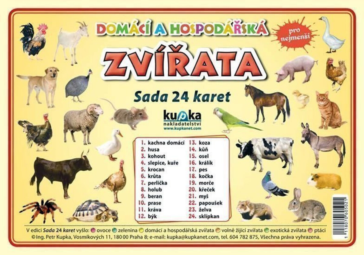 Kniha Domácí a hospodářská zvířata - Sada 24 karet