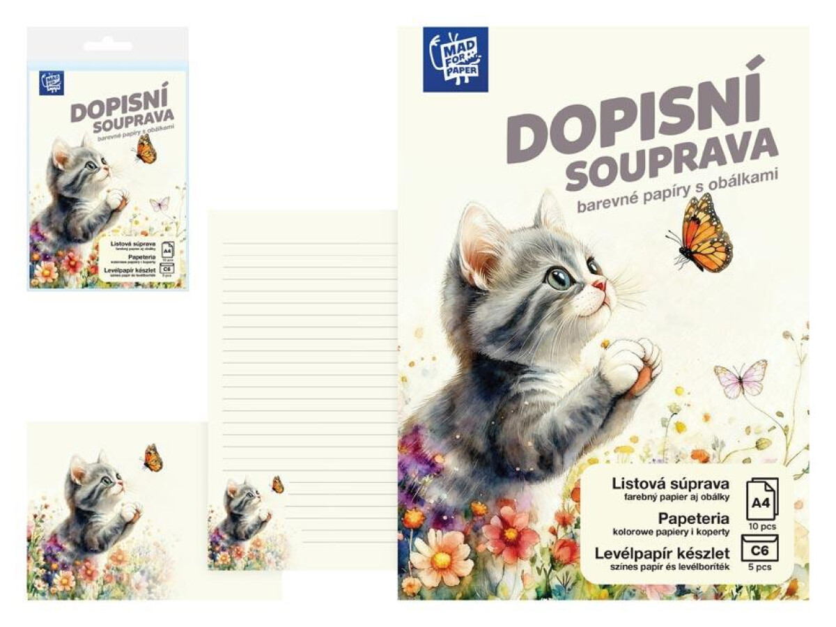 Dopisní papír barevný LUX 5+10 (Kočka)