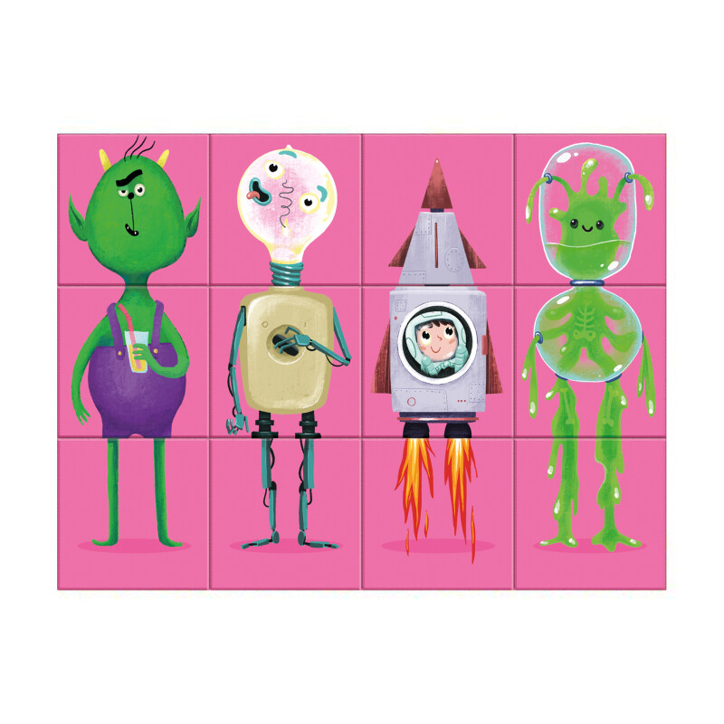 Dřevěné kostky Příšerky – 12 kostek (obrázek 8)