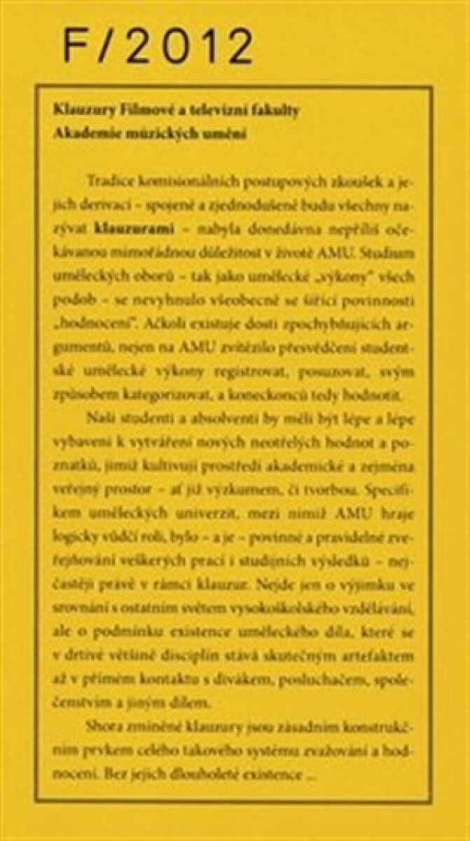 Klauzury Filmové a televizní fakulty 2012