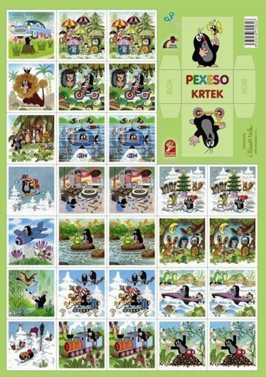 Pexeso Krtek papírové společenská hra 32 obrázkových dvojic 22x30cm