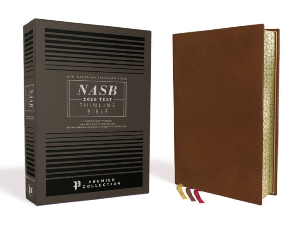 Kniha NASB, Thinline Bible, Premium Goatskin Leather, Brown, Premier Collection, Black Letter, Gauffered Edges, 2020 Text, Comfort Print