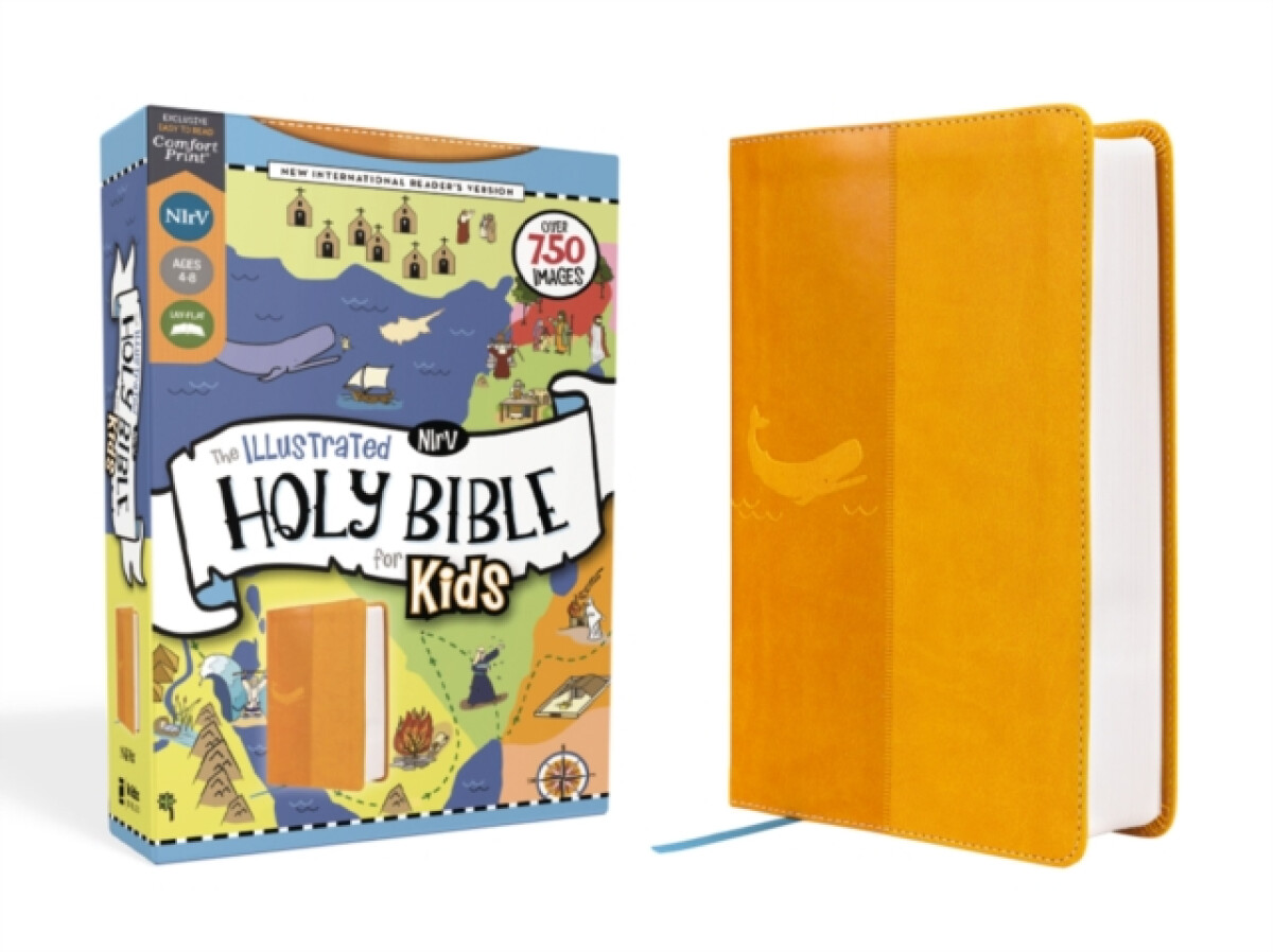 Kniha NIrV, The Illustrated Holy Bible for Kids, Leathersoft, Yellow, Full Color, Comfort Print