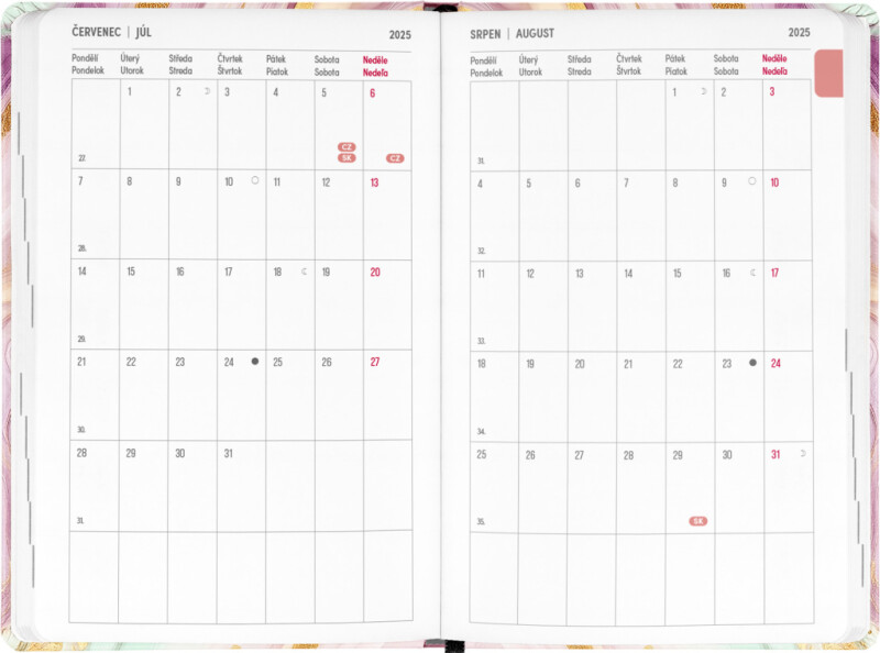 18 měsíční diář Petito Růžový mramor 2025/2026 - Obrázek 3