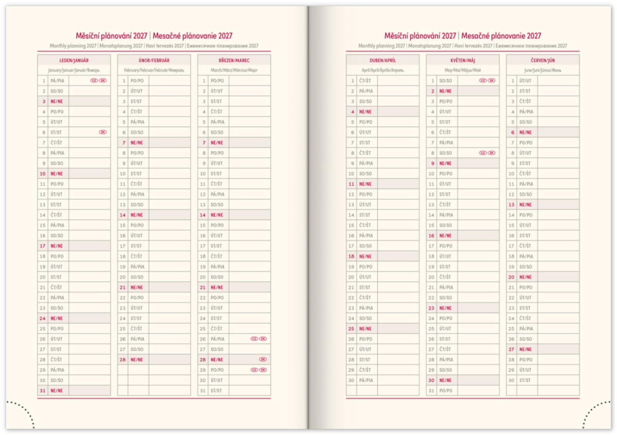 Denní diář Essenza 2026, třešeň (obrázek 7)