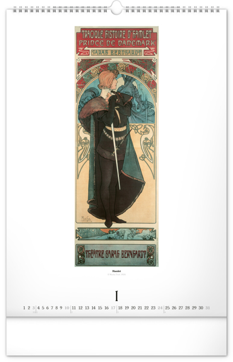 Kalendář 2027 nástěnný: Alfons Mucha, 33 x 46 cm