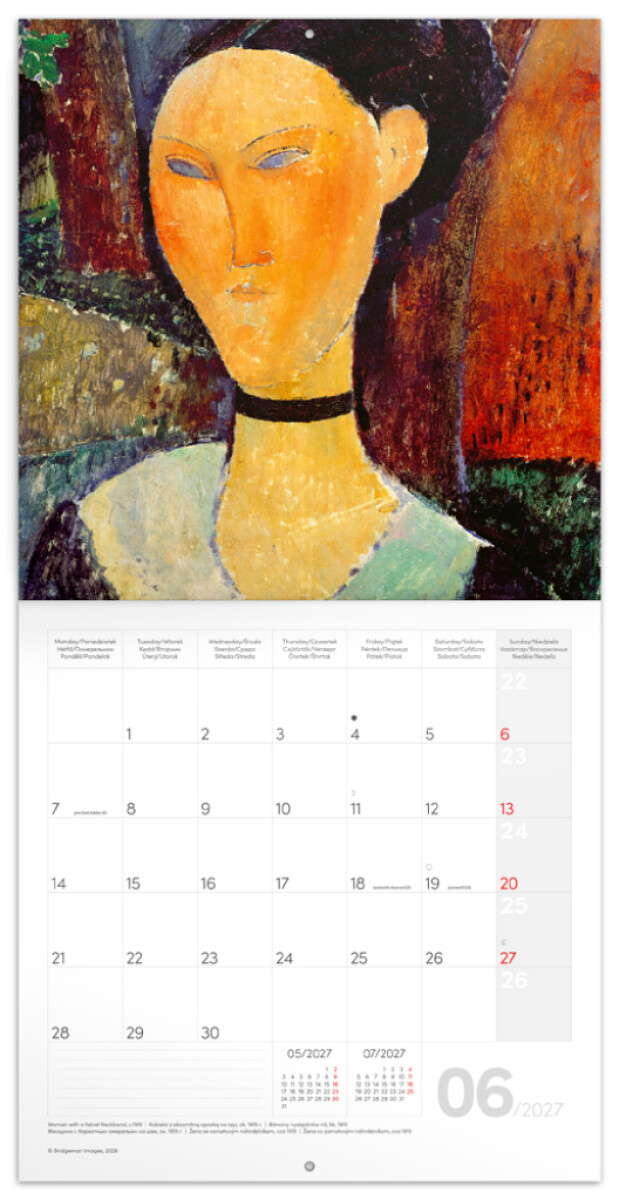 Kalendář 2027 poznámkový: Amedeo Modigliani, 30 x 30 cm