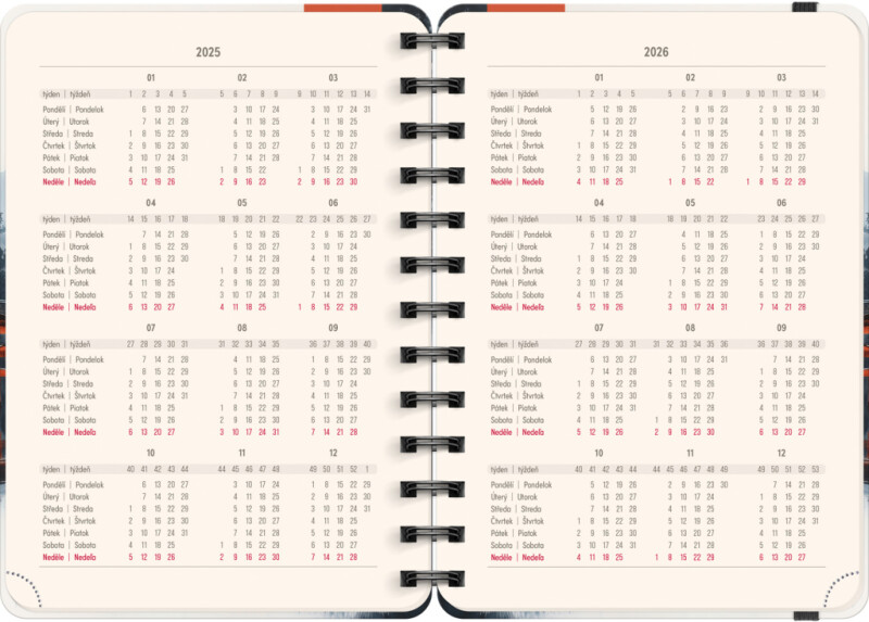 Spirálový 18 měsíční diář Petito Japonsko 2025/2026