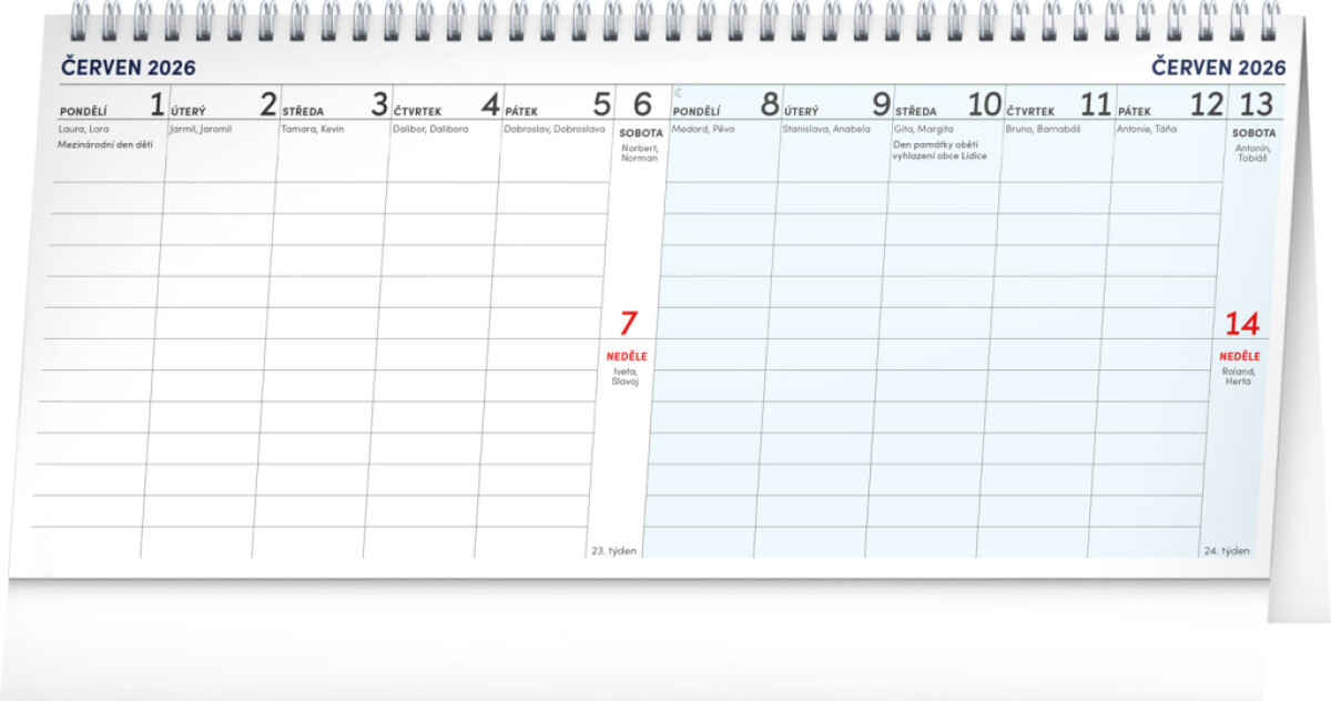 Stolní kalendář Pracovní 2026 – 14denní