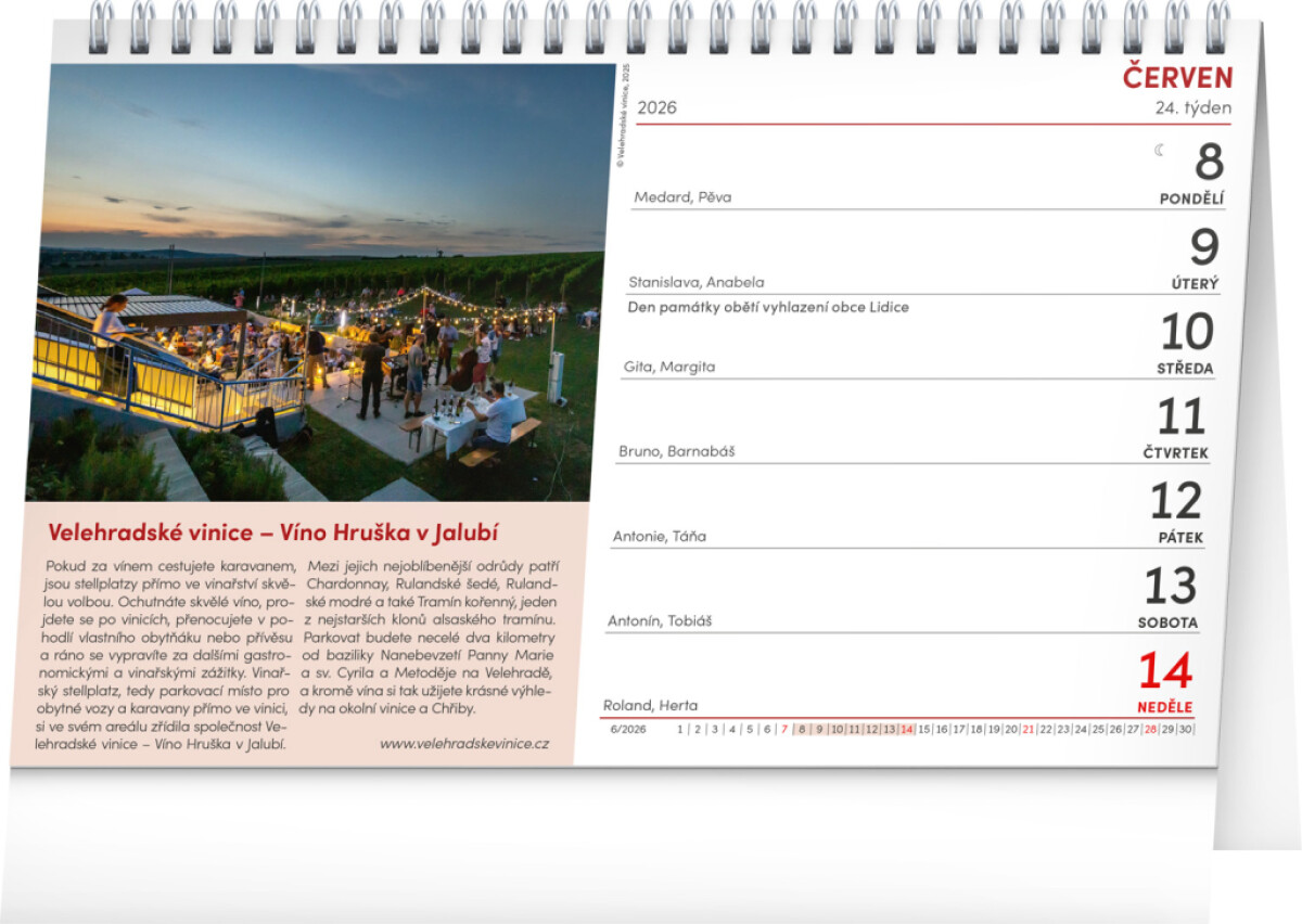 Stolní kalendář Putování za vínem 2026 - Obrázek 2