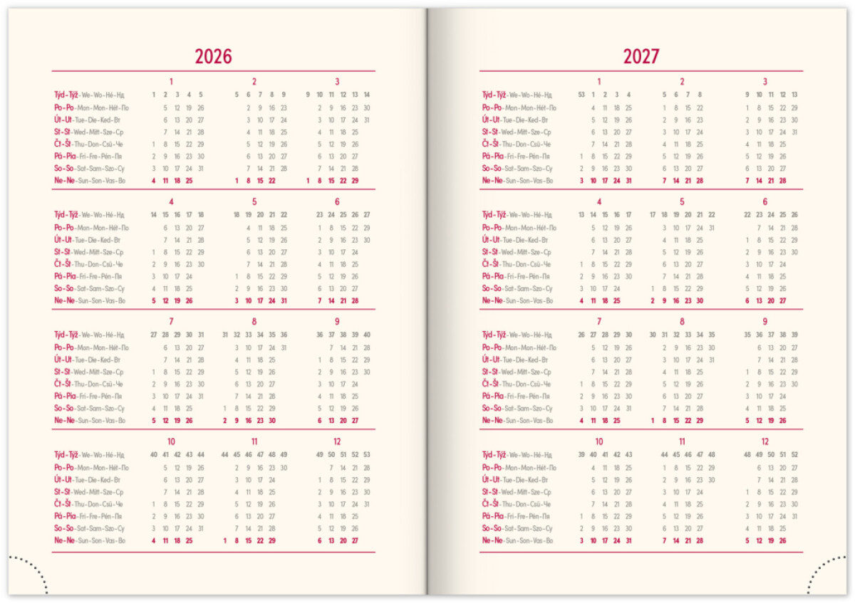 Diář 2026: Essenza – oříšek, týdenní, 15 x 21 cm