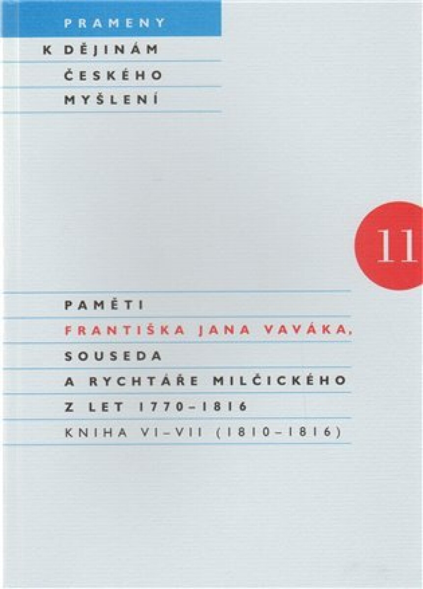 Kniha Paměti Františka Jana Vaváka, souseda a rychtáře Milčického z let 1770 - 1816