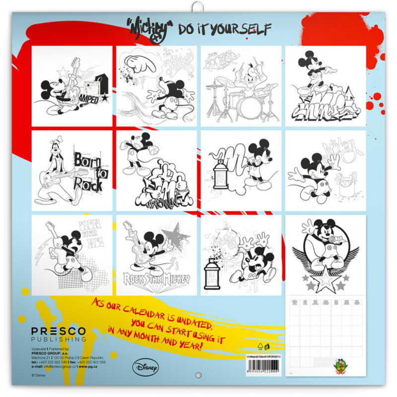 Kalendář - W. Disney Mickey Mouse omalovánkový - nástěnný (CZ, SK, HU, GB) (obrázek 43)
