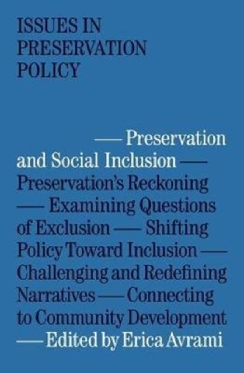 Kniha Preservation and Social Inclusion