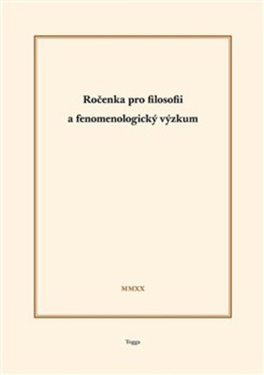 Kniha Ročenka pro filosofii a fenomenologický výzkum 2020