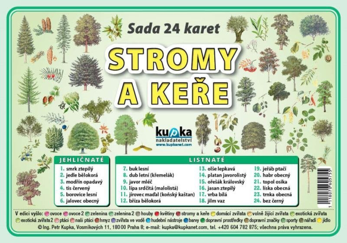 Kniha Sada 24 karet - stromy a keře