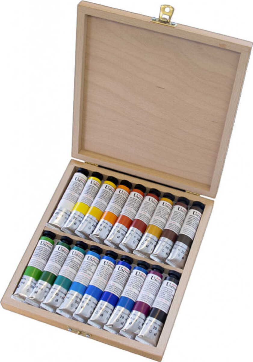 Levně Sada olejových barev Umton 18x20ml v dřevěné kazetě