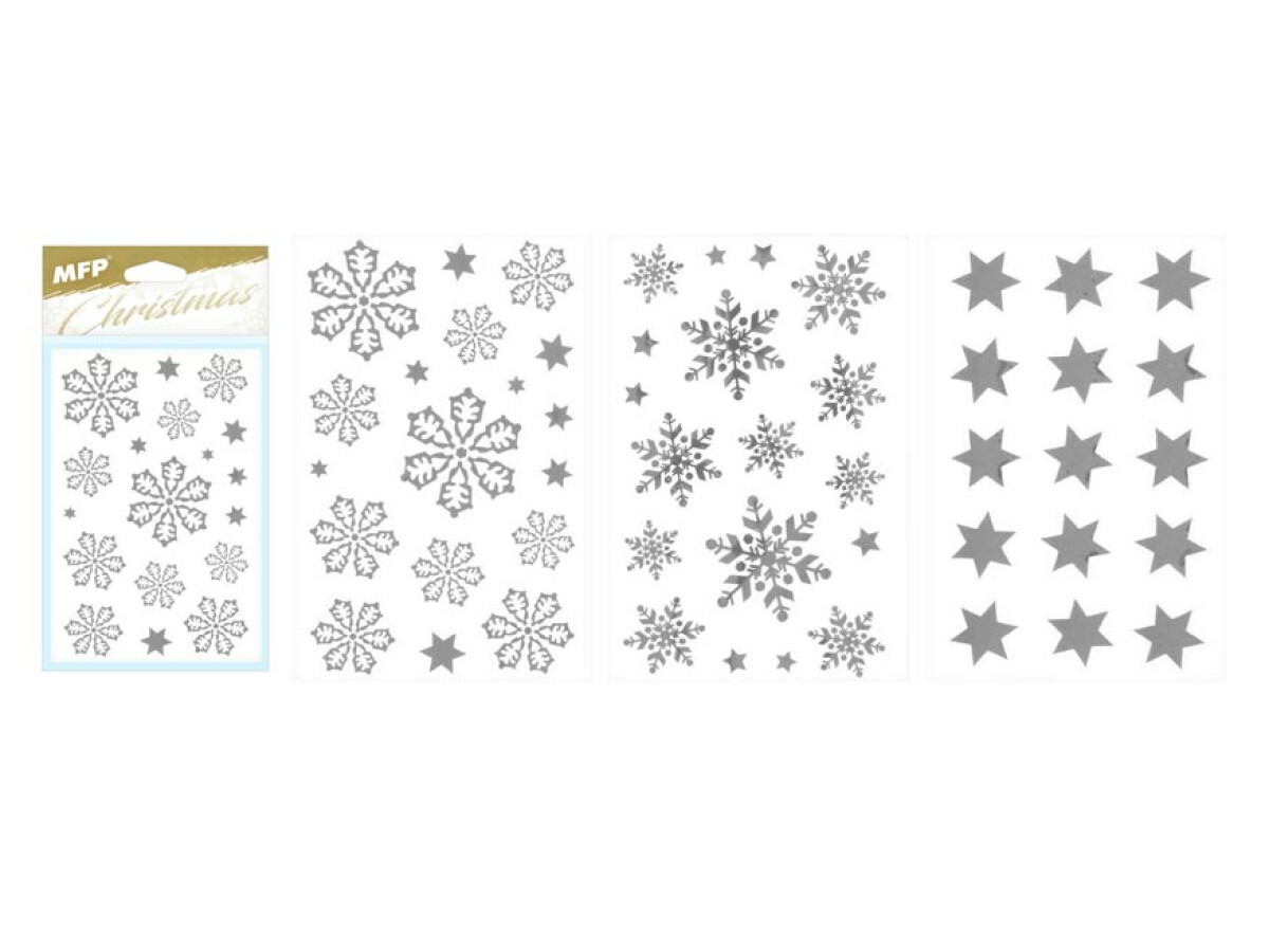 Samolepky vánoční vločky 80x120mm stříbrná