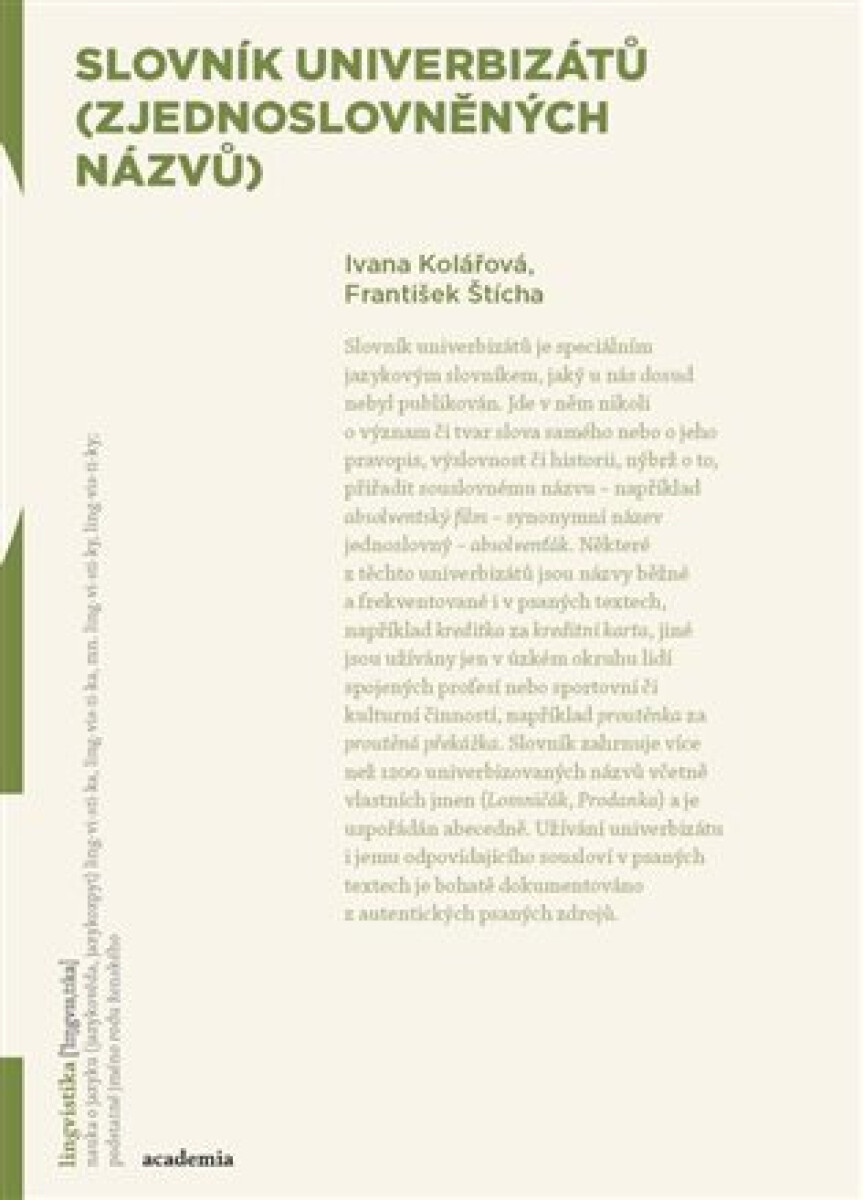Kniha Slovník univerbizátů (zjednoslovněných názvů)