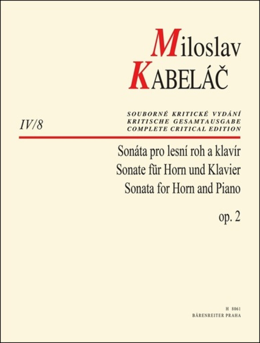 Levně Sonáta pro lesní roh a klavír op. 2 - Miloslav Kabeláč