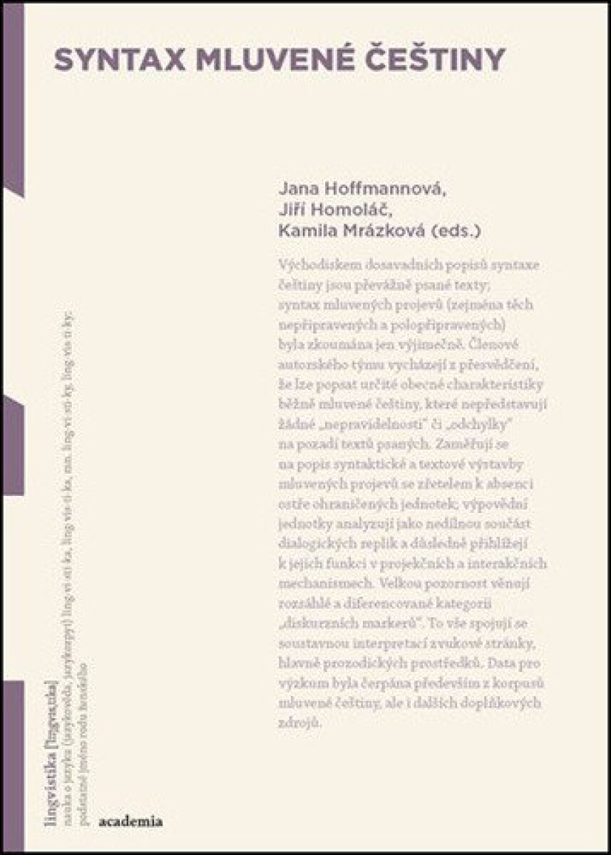Kniha Syntax mluvené češtiny
