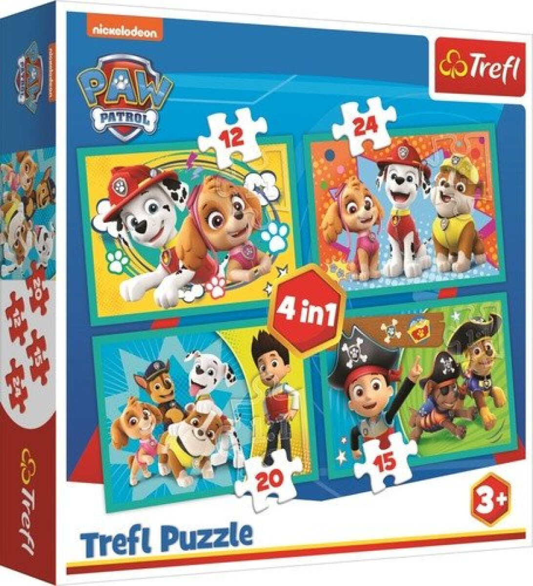 Levně Trefl Puzzle Tlapková patrola - Šťastný tým 4v1 (12,15,20,24 dílků)