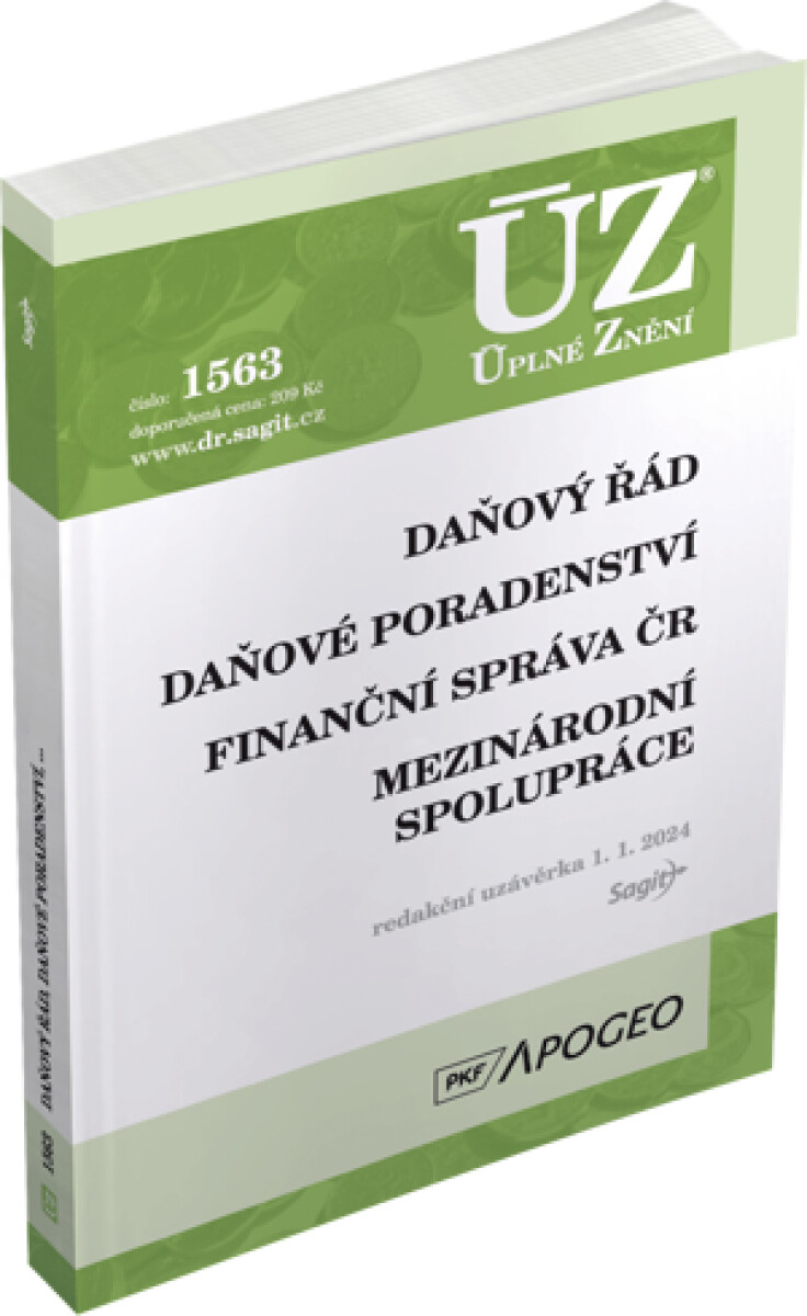 Levně ÚZ 1563 Daňový řád, Finanční správa, Daňové poradenství, Platby v hotovosti