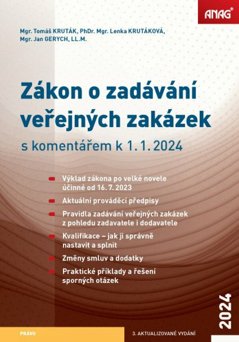 Kniha Zákon o zadávání veřejných zakázek s komentářem k 1. 1. 2024