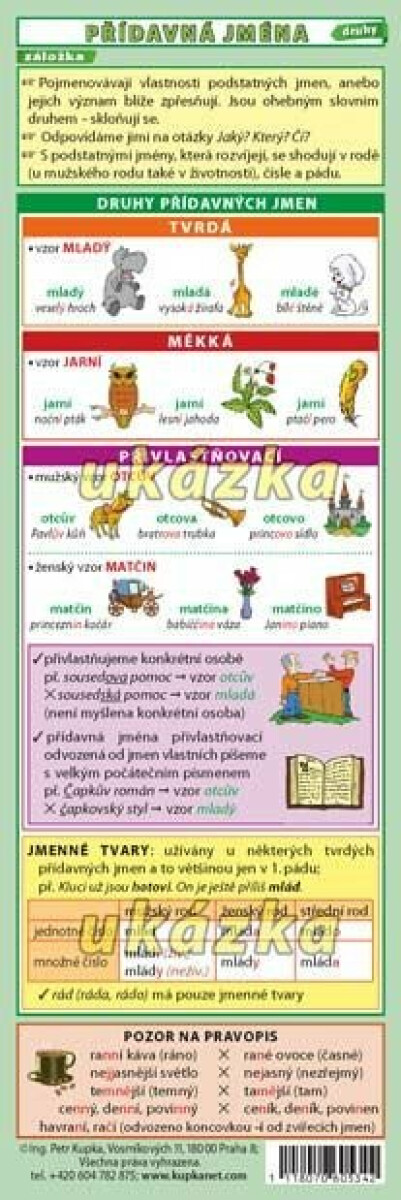 Kniha Záložka – Přídavná jména (druhy, stupňování)