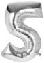 Balónek č. 5 nafukovací fóliový 40 cm - stříbrný 2
