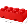 LEGO úložný box 8 s šuplíky - červená