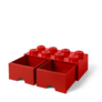 LEGO úložný box 8 s šuplíky - červená