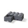 LEGO úložný box 8 s šuplíky - tmavě šedá