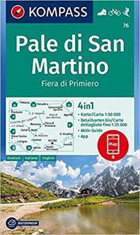 Pale di San Martino, Fiera di Primiero 1:50 000 / turistická mapa KOMPASS 76 - neuveden