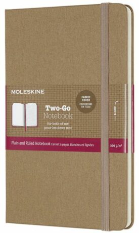 Moleskine - zápisník Two-go - hnědý, čistý/linkovaný M - neuveden