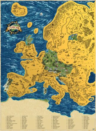 Stírací mapa Evropy Deluxe XL - zlatá - neuveden