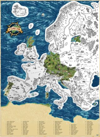 Stírací mapa Evropy Deluxe XL – stříbrná (Defekt) - 
