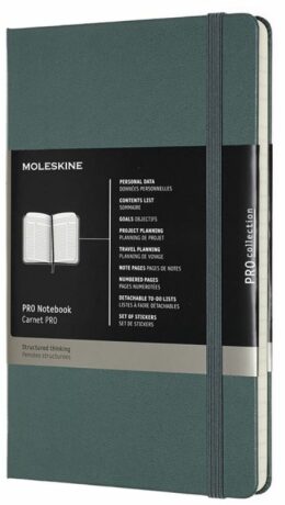 Moleskine - diář-zápisník Professional - zelený, tvrdý L - neuveden