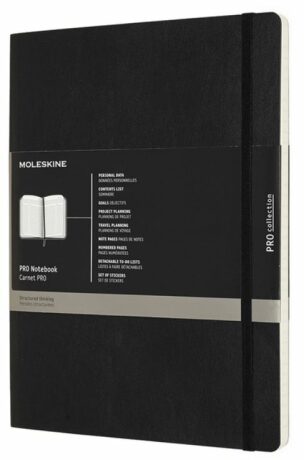 Moleskine - diář-zápisník Professional - černý, měkký XL - neuveden