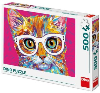 Kočka s brýlemi Puzzle 500 dílků - neuveden