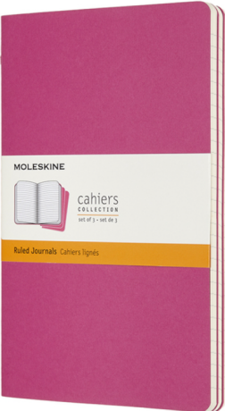 Sešity Moleskine Cahier, L, čisté, 3 ks - tm. růžové - 
