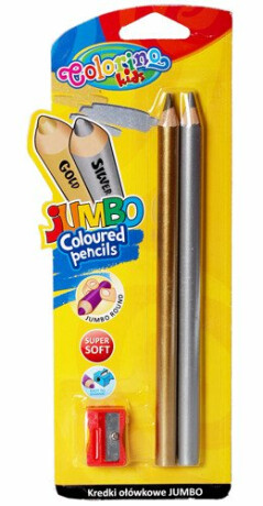 Pastelky kulaté JUMBO s ořezávátkem- zlatá a stříbrná - neuveden