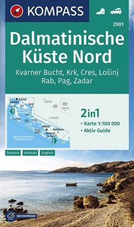 Dalmatinische Küste Nord, Kvarner Bucht, Krk, Cres, Lošinj Rab, Pag, Zadar 1:100 000 / turistická mapa KOMPASS 2901 - neuveden
