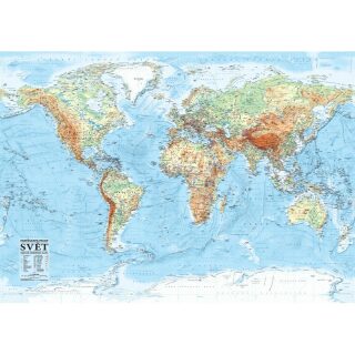 Svět nástěnná obecně zeměpisná mapa - neuveden