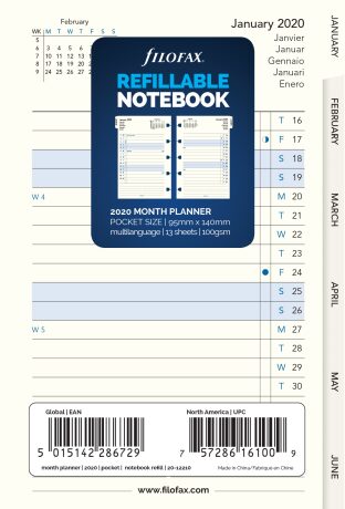 Filofax Notebook, kalendář 2021, kapesní, měsíční plán - 