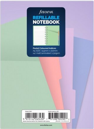 FILOFAX Náplň Notebook A5 krajové výřezy 4 ks - mix pastelových barev - neuveden