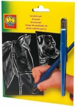 Vyškrabávací obrázky s perem,kůň,pes - 