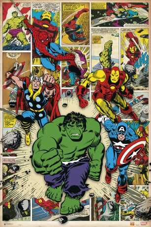Plakát 61x91,5cm Marvel Comic-Here Come The Heroes - 