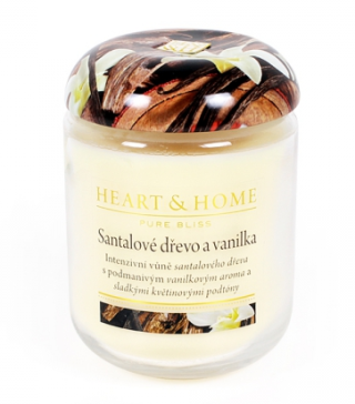 Svíčka Heart & Home - Santalové dřevo a vanilka (115 g) - 